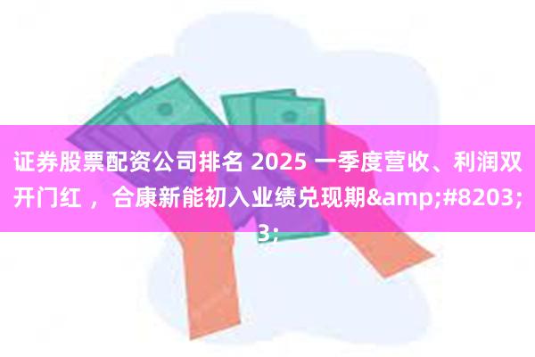 证券股票配资公司排名 2025 一季度营收、利润双开门红 ，合康新能初入业绩兑现期&#8203;
