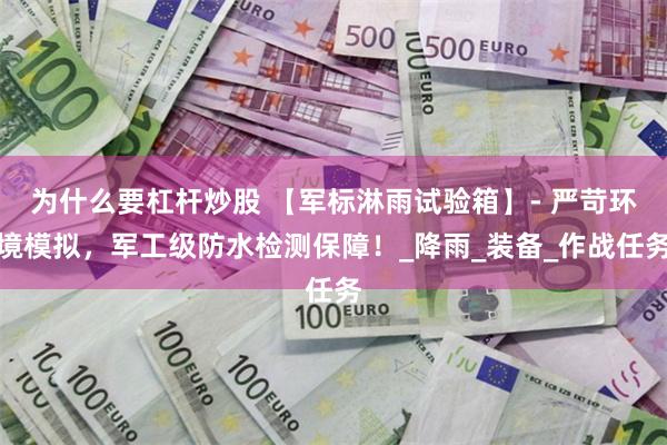 为什么要杠杆炒股 【军标淋雨试验箱】- 严苛环境模拟，军工级防水检测保障！_降雨_装备_作战任务