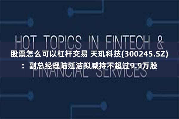股票怎么可以杠杆交易 天玑科技(300245.SZ)：副总经理陆廷洁拟减持不超过9.9万股