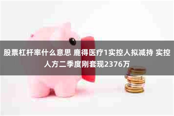 股票杠杆率什么意思 鹿得医疗1实控人拟减持 实控人方二季度刚套现2376万